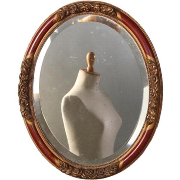 Grote foto antieke spiegels ovale spiegellijst met rood en goud facet geslepen ca 1900 no.851085 hoogte 0 antiek en kunst spiegels