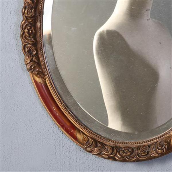 Grote foto antieke spiegels ovale spiegellijst met rood en goud facet geslepen ca 1900 no.851085 hoogte 0 antiek en kunst spiegels