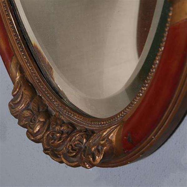 Grote foto antieke spiegels ovale spiegellijst met rood en goud facet geslepen ca 1900 no.851085 hoogte 0 antiek en kunst spiegels