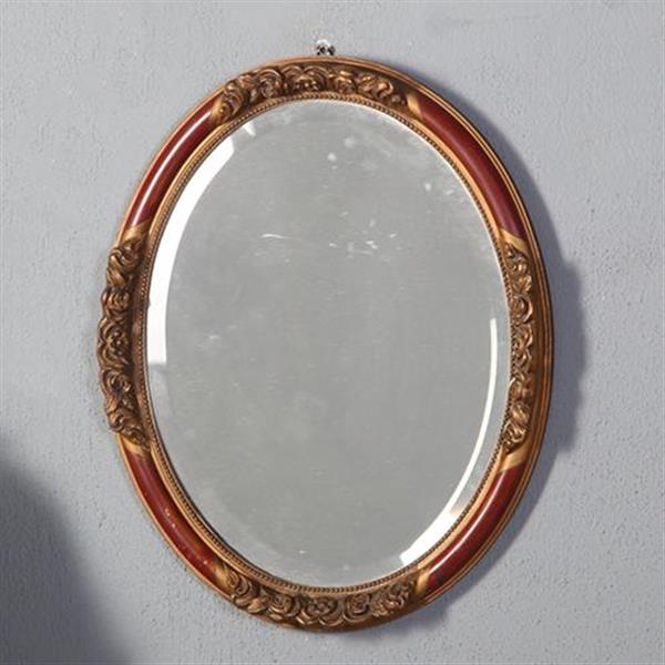 Grote foto antieke spiegels ovale spiegellijst met rood en goud facet geslepen ca 1900 no.851085 hoogte 0 antiek en kunst spiegels