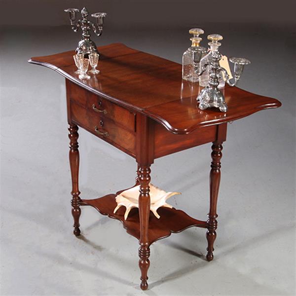 Grote foto antieke bijzettafels hollandse willem iii wandtafel flappentafel in mahonie no.871125 antiek en kunst stoelen en banken