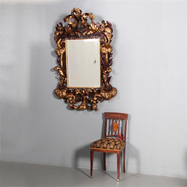 Grote foto grote formaat italiaans barok spiegel hout geneden lijst verguld en gebruineerd ca 1700 no.882440 antiek en kunst spiegels