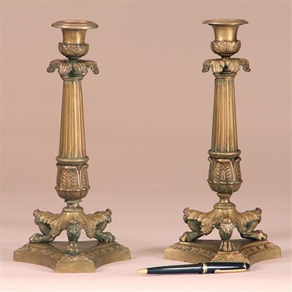 Grote foto antieke kandelaren stel van 2 bronze franse kandelaren charles dix op klauwpoten ca 1810 no.9008 antiek en kunst overige in antiek gebruiksvoorwerpen