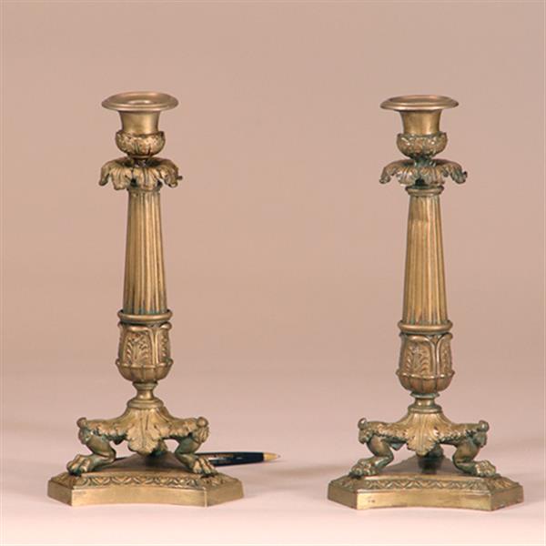 Grote foto antieke kandelaren stel van 2 bronze franse kandelaren charles dix op klauwpoten ca 1810 no.9008 antiek en kunst overige in antiek gebruiksvoorwerpen