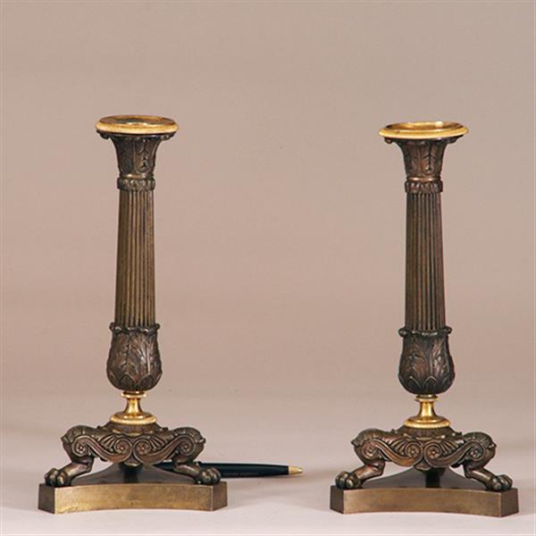 Grote foto antieke kandelaren stel van 2 bronzen deels vergulde kandelaren empire ca 1810 no.900810.g antiek en kunst overige in antiek gebruiksvoorwerpen