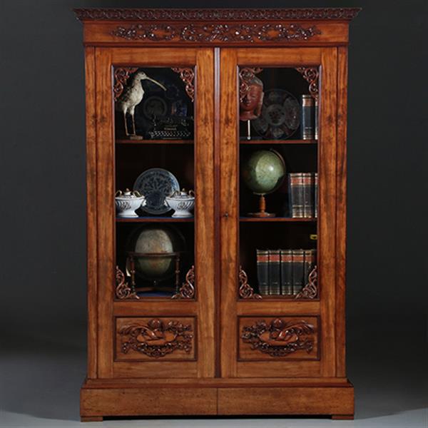 Grote foto antieke kasten hollandse mahonie bibliotheekkast ca 1855 met gestoken ganzeveer en inktpot no.8 antiek en kunst stoelen en banken