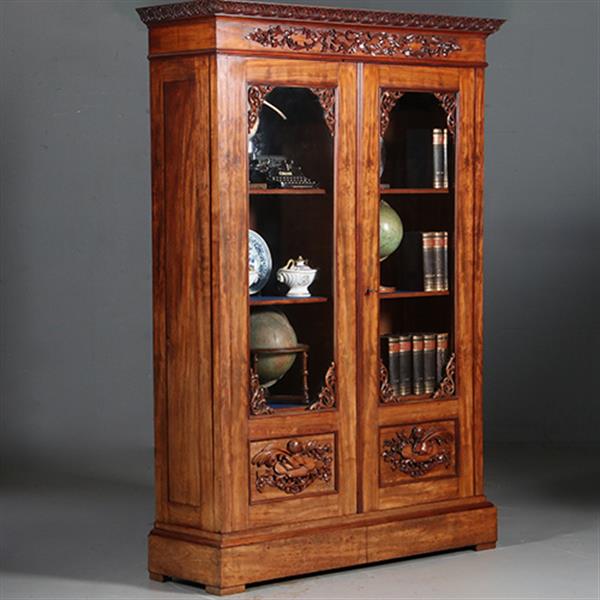 Grote foto antieke kasten hollandse mahonie bibliotheekkast ca 1855 met gestoken ganzeveer en inktpot no.8 antiek en kunst stoelen en banken