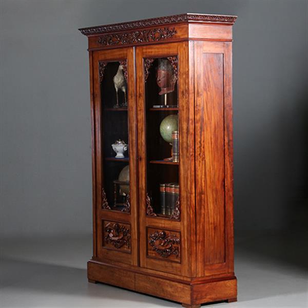 Grote foto antieke kasten hollandse mahonie bibliotheekkast ca 1855 met gestoken ganzeveer en inktpot no.8 antiek en kunst stoelen en banken