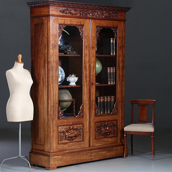 Grote foto antieke kasten hollandse mahonie bibliotheekkast ca 1855 met gestoken ganzeveer en inktpot no.8 antiek en kunst stoelen en banken
