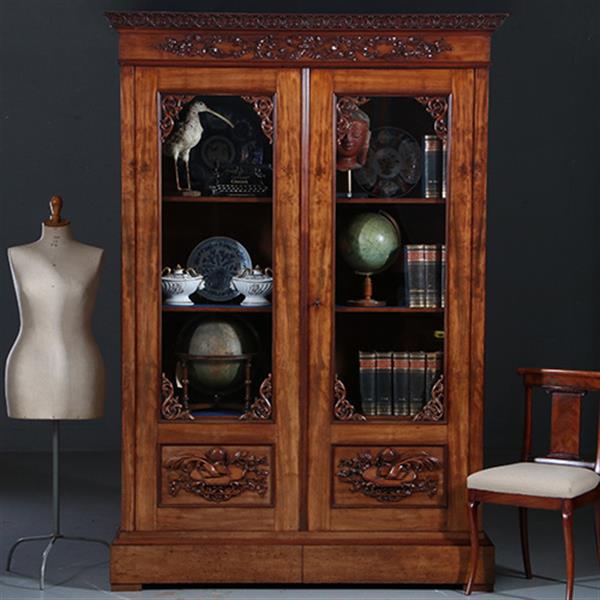 Grote foto antieke kasten hollandse mahonie bibliotheekkast ca 1855 met gestoken ganzeveer en inktpot no.8 antiek en kunst stoelen en banken