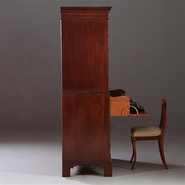 Grote foto antieke ladenkasten chest on chest tallboy ca. 1790 in mahonie met bureau no.910661 antiek en kunst overige in antiek gebruiksvoorwerpen