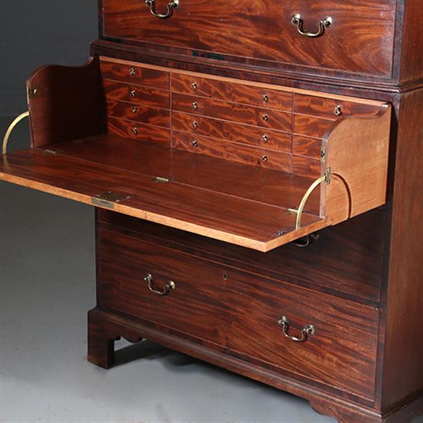 Grote foto antieke ladenkasten chest on chest tallboy ca. 1790 in mahonie met bureau no.910661 antiek en kunst overige in antiek gebruiksvoorwerpen