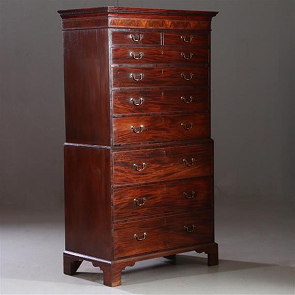 Grote foto antieke ladenkasten chest on chest tallboy ca. 1790 in mahonie met bureau no.910661 antiek en kunst overige in antiek gebruiksvoorwerpen