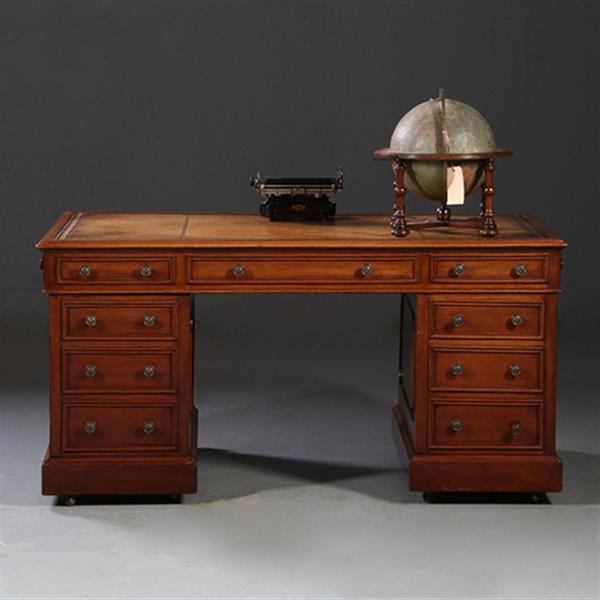 Grote foto mahonie bureau goud gestempeld doorleefd leer ca 1870 no.913145 antiek en kunst overige in antiek gebruiksvoorwerpen