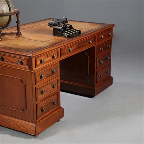 Grote foto mahonie bureau goud gestempeld doorleefd leer ca 1870 no.913145 antiek en kunst overige in antiek gebruiksvoorwerpen