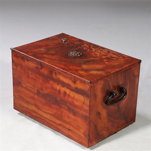Grote foto geldkist of strongbox engeland ca 1875 ijzer gehout in bloemmahonie met sleutel no.921335 antiek en kunst stoelen en banken