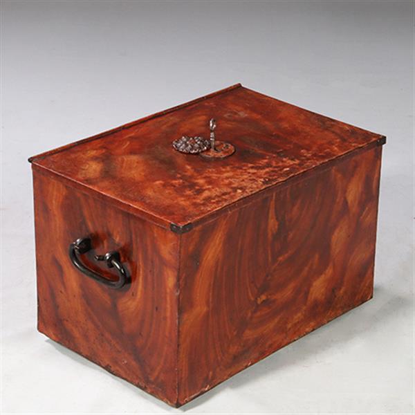 Grote foto geldkist of strongbox engeland ca 1875 ijzer gehout in bloemmahonie met sleutel no.921335 antiek en kunst stoelen en banken