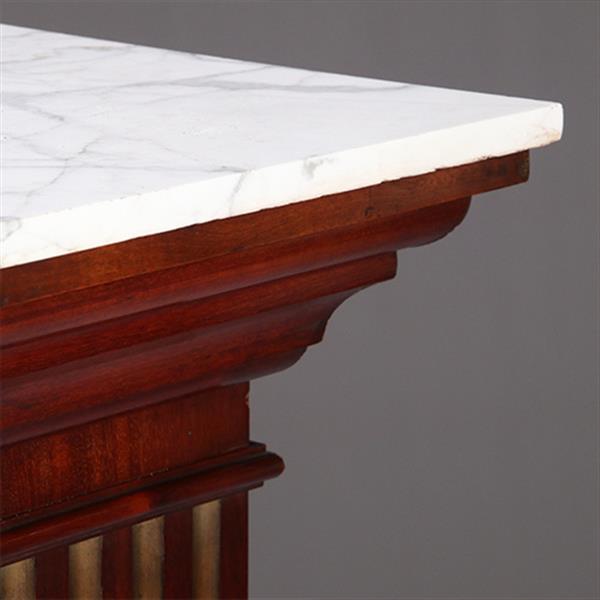 Grote foto zeer hoge pedestal of zuil in mahonie met wit warmer goudkleurige cannelures no.922865 antiek en kunst stoelen en banken