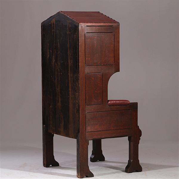 Grote foto porters chair huifzetel 18e eeuws rood bekleed deels gecapitonneerd no.922840 antiek en kunst stoelen en banken