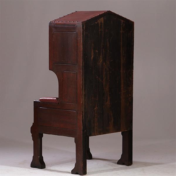 Grote foto porters chair huifzetel 18e eeuws rood bekleed deels gecapitonneerd no.922840 antiek en kunst stoelen en banken