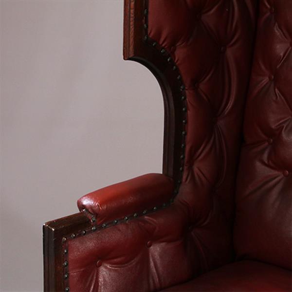 Grote foto porters chair huifzetel 18e eeuws rood bekleed deels gecapitonneerd no.922840 antiek en kunst stoelen en banken