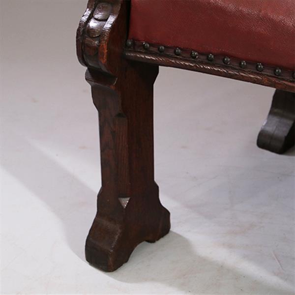 Grote foto porters chair huifzetel 18e eeuws rood bekleed deels gecapitonneerd no.922840 antiek en kunst stoelen en banken