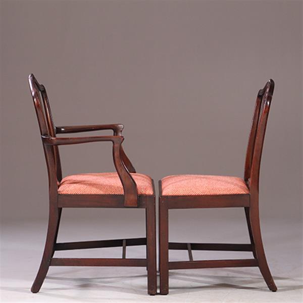 Grote foto 8 eetkamerstoelen met nieuwe bekleding naar wens 2 met armleuningen ca 1890 no.931160 antiek en kunst stoelen en banken
