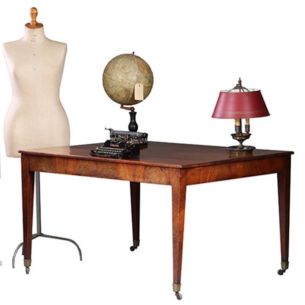 Grote foto louis seize werktafel op strakke tapse poten bloemmahonie randen ca 1800 no.932635 antiek en kunst stoelen en banken