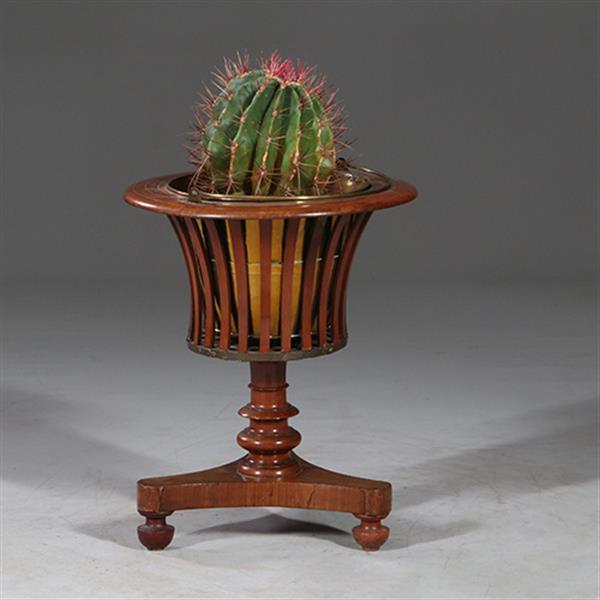 Grote foto theestoof biedermeier rond met gespaakte bak ca 1835 mahonie met palm no.932850 antiek en kunst stoelen en banken