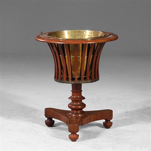 Grote foto theestoof biedermeier rond met gespaakte bak ca 1835 mahonie met palm no.932850 antiek en kunst stoelen en banken