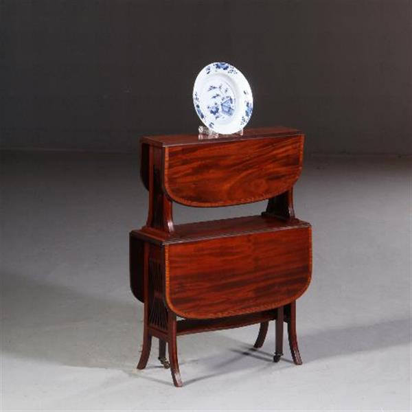 Grote foto engelse salontafel dubbele sutherland table ca 1900 mahonie satijn en palmhout no.711612 antiek en kunst stoelen en banken