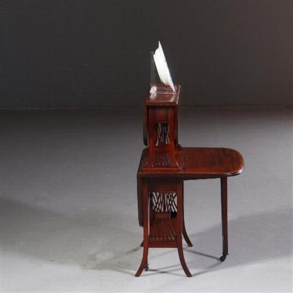 Grote foto engelse salontafel dubbele sutherland table ca 1900 mahonie satijn en palmhout no.711612 antiek en kunst stoelen en banken