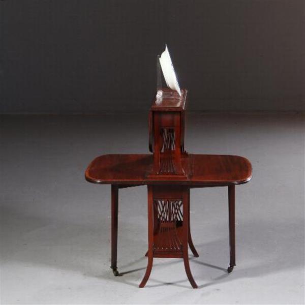 Grote foto engelse salontafel dubbele sutherland table ca 1900 mahonie satijn en palmhout no.711612 antiek en kunst stoelen en banken
