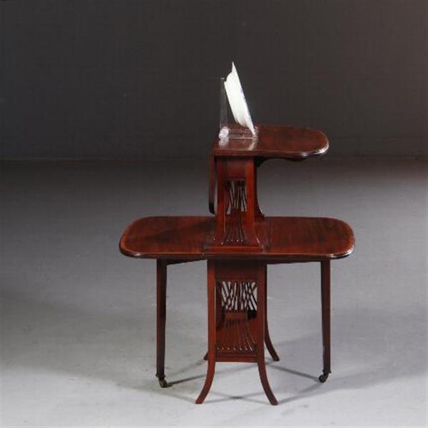 Grote foto engelse salontafel dubbele sutherland table ca 1900 mahonie satijn en palmhout no.711612 antiek en kunst stoelen en banken