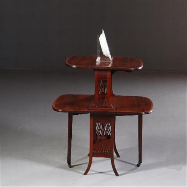 Grote foto engelse salontafel dubbele sutherland table ca 1900 mahonie satijn en palmhout no.711612 antiek en kunst stoelen en banken
