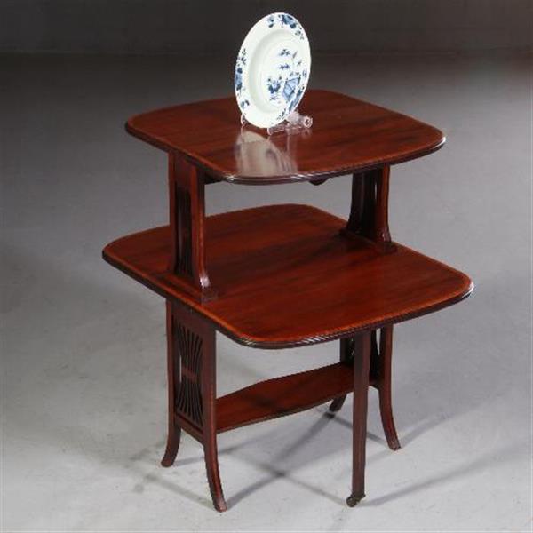 Grote foto engelse salontafel dubbele sutherland table ca 1900 mahonie satijn en palmhout no.711612 antiek en kunst stoelen en banken