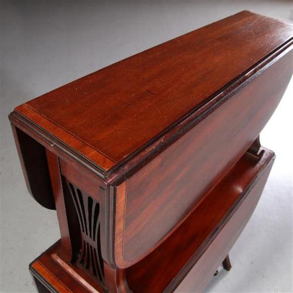 Grote foto engelse salontafel dubbele sutherland table ca 1900 mahonie satijn en palmhout no.711612 antiek en kunst stoelen en banken