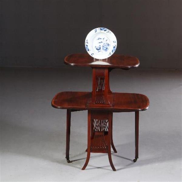 Grote foto engelse salontafel dubbele sutherland table ca 1900 mahonie satijn en palmhout no.711612 antiek en kunst stoelen en banken