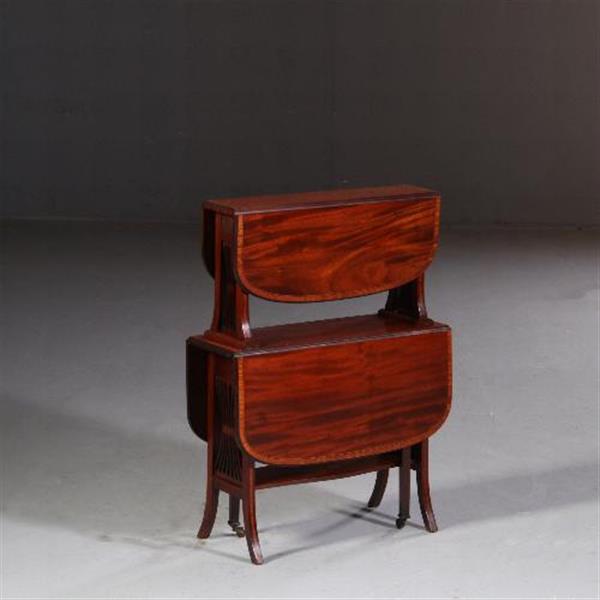 Grote foto engelse salontafel dubbele sutherland table ca 1900 mahonie satijn en palmhout no.711612 antiek en kunst stoelen en banken