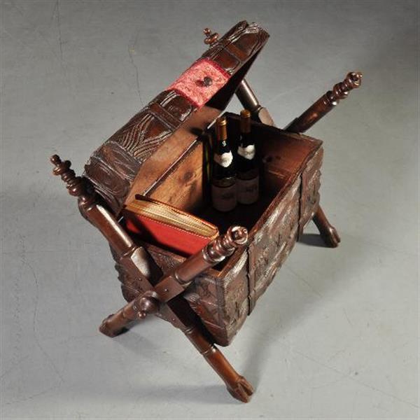 Grote foto opbergkistje in de vorm van gebundelde haardblokken ca 1865 hollands no. 200252 antiek en kunst stoelen en banken