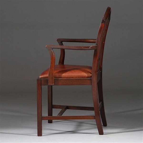 Grote foto stel van 2 armstoelen bureaustoelen met bruin leer ca 1900 georgianstijl no.941835 antiek en kunst stoelen en banken