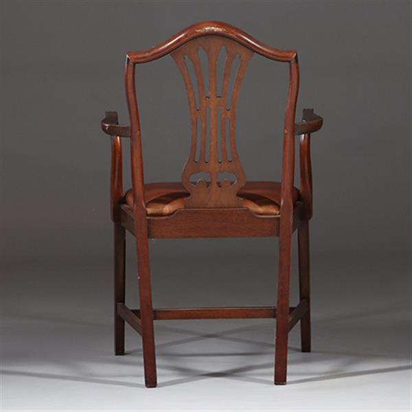 Grote foto stel van 2 armstoelen bureaustoelen met bruin leer ca 1900 georgianstijl no.941835 antiek en kunst stoelen en banken