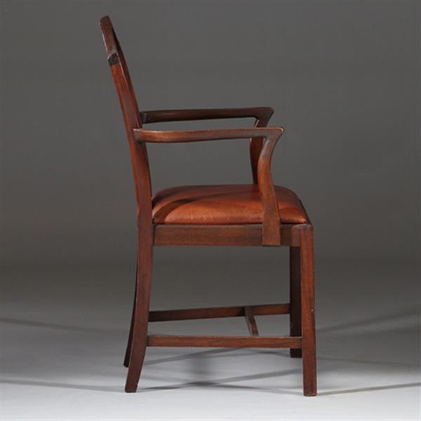 Grote foto stel van 2 armstoelen bureaustoelen met bruin leer ca 1900 georgianstijl no.941835 antiek en kunst stoelen en banken
