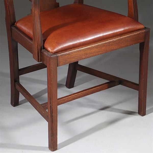 Grote foto stel van 2 armstoelen bureaustoelen met bruin leer ca 1900 georgianstijl no.941835 antiek en kunst stoelen en banken