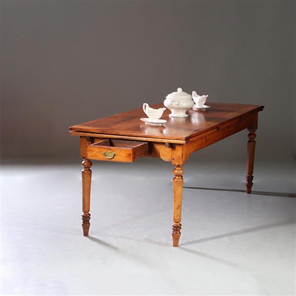 Grote foto kersenhouten eetkamertafel met uittrekbladen tot 14 personen ca 1880 no.953120 antiek en kunst stoelen en banken