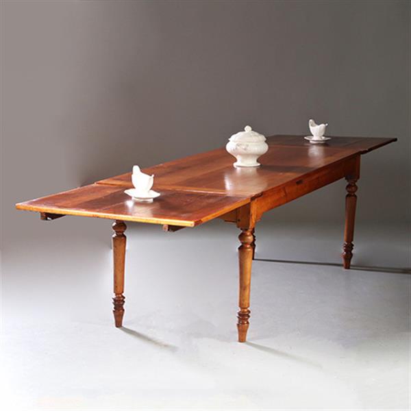 Grote foto kersenhouten eetkamertafel met uittrekbladen tot 14 personen ca 1880 no.953120 antiek en kunst stoelen en banken