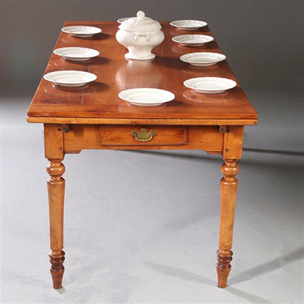 Grote foto kersenhouten eetkamertafel met uittrekbladen tot 14 personen ca 1880 no.953120 antiek en kunst stoelen en banken