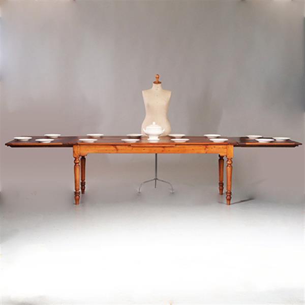 Grote foto kersenhouten eetkamertafel met uittrekbladen tot 14 personen ca 1880 no.953120 antiek en kunst stoelen en banken