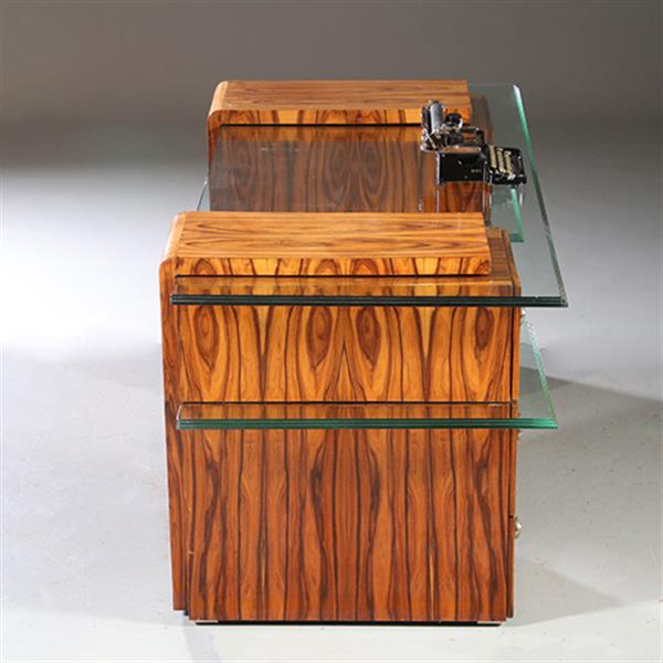 Grote foto een uniek bureau met glazen werkblad laat art deco ca 1950 met 6 laden no.953010 antiek en kunst overige in antiek gebruiksvoorwerpen