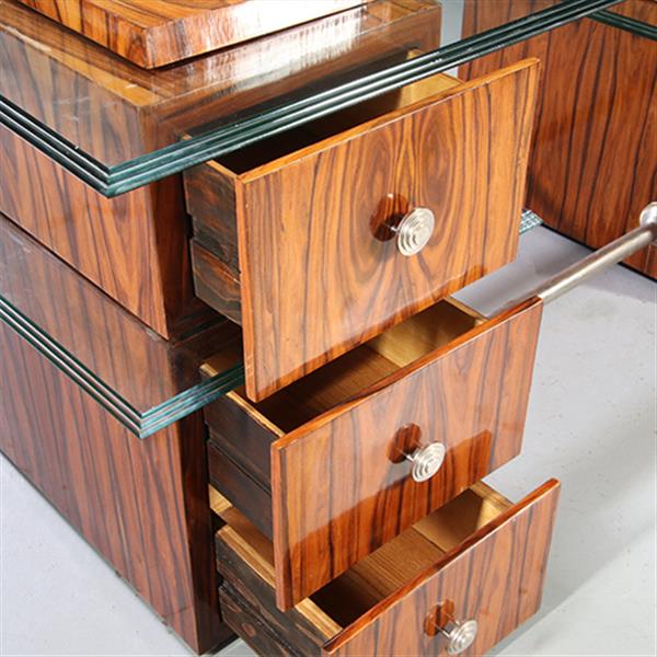 Grote foto een uniek bureau met glazen werkblad laat art deco ca 1950 met 6 laden no.953010 antiek en kunst overige in antiek gebruiksvoorwerpen